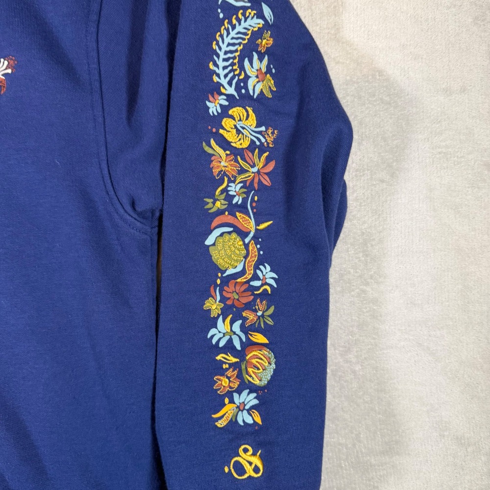 Scotch &‎ Soda Amsterdam Blue Floral Embroidered Hoodie Mens Large 1841-FA24 - Picture 5 of 9